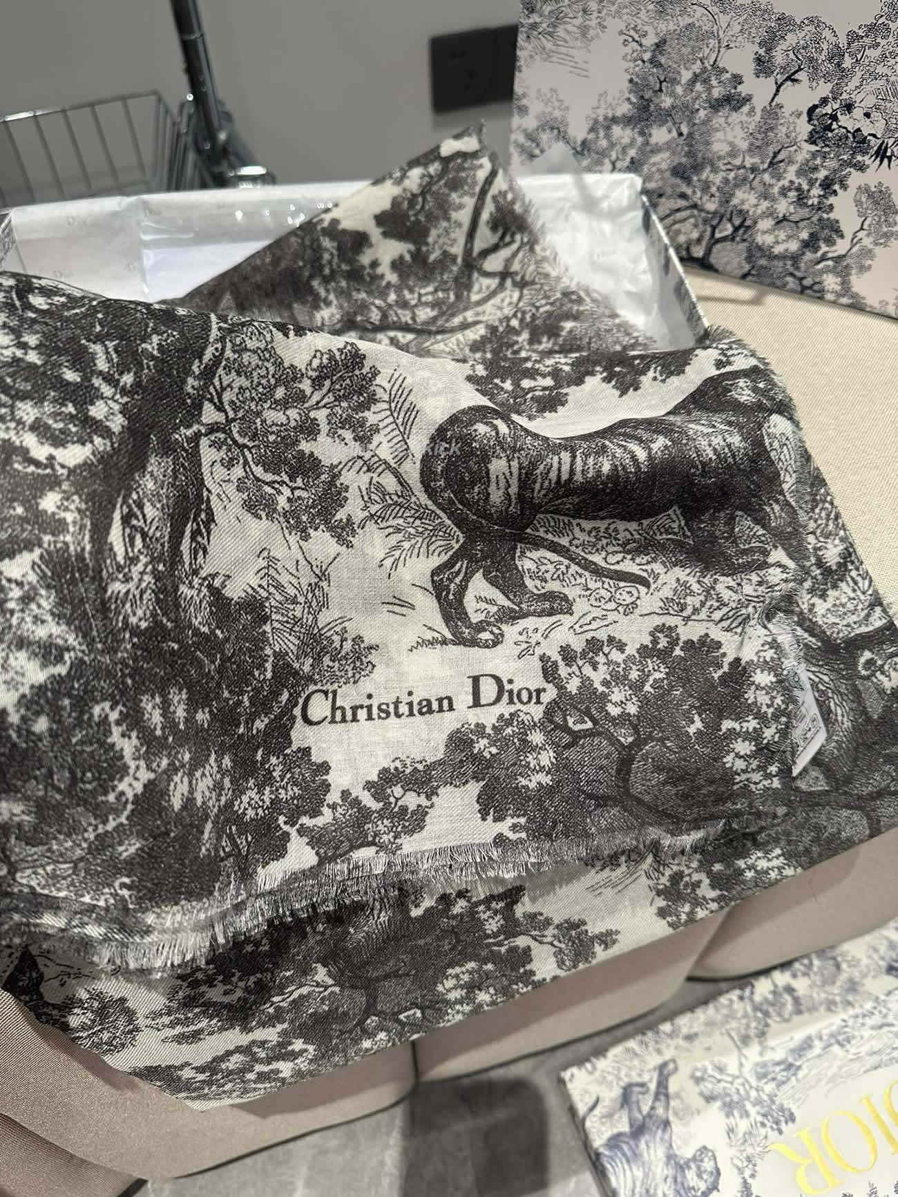 Dior Printed Shawl Cashmere Fabrics Sauvage Ruyi Print 140x180cm (19) - newkick.app